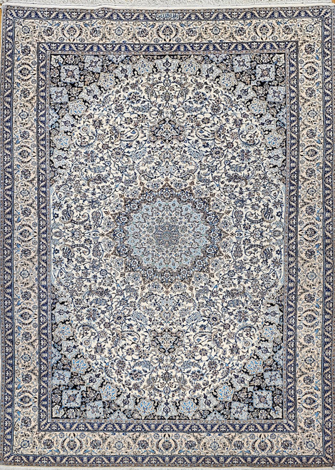 Antique Persian Nain Habibian Rug 6x9 | Silk Highlights
