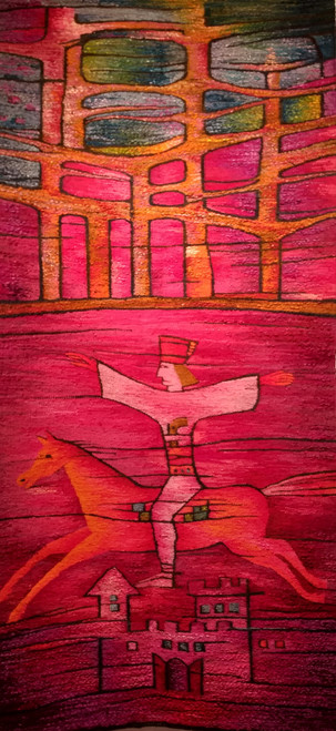 Vintage Mid-Century Handwoven Tapestry, Folkloric Rider Design, The Persian Knot Gallery, SKU 1765