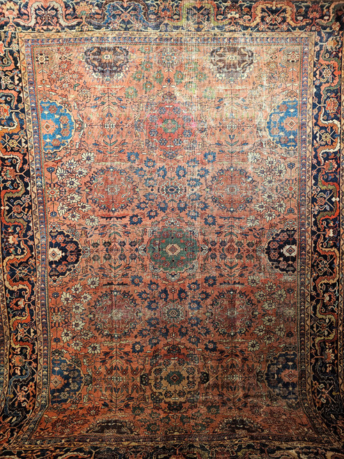 Vintage Persian Mahal Sultanabad with Allover Geometric Design from Late 1800s 1769,  8’ 10“ x 12’, 4th Quarter of the 1800s, NW Persia