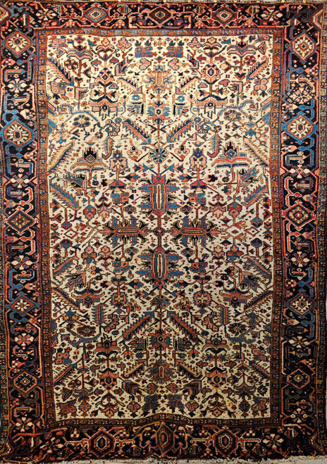 Vintage Persian Heriz in an All Over Geometric Pattern on an Ivory Field, The Persian Knot, SKU 1814