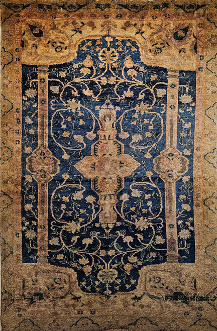 Antique Turkish Oushak Rug | Royal Blue Botanical