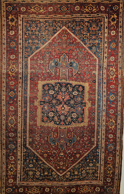 19th Century Persian Bidjar Area Rug, Medallion Design, The Persian Knot Gallery, SKU 1800