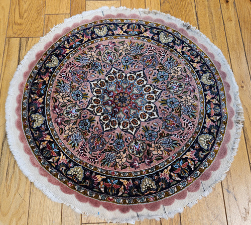 Antique Round Persian Tabriz Rug 3x3 | Rare Format
