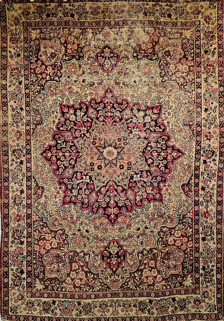 Antique Kerman Lavar Rug 4x6 | 19th Century