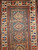 19th Century Caucasian Kazak Area Rug in Geometric Pattern in French Blue, Ivory, and Terracotta, The Persian Knot, SKU 1883