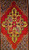 Vintage Anatolian Prayer Rug | Red Yellow Purple | Full View on Floor