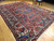 Oversize Vintage Persian Bakhtiari in Geometric Pattern in Burgundy, Ivory, French Blue, Yellow, The Persian Knot, SKU 1968