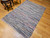 Vintage American Rag Rug in Pale Blue with  Stripe Pattern in Red, White, Blue, Green, @thepersianknot ,SKU 2070