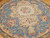 Vintage Round Needlepoint Rug | Floral Ivory Blue Border | Top Section Detail