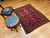 Vintage Afghan Bokhara Area Rug in Dark Burgundy, Brown, Ivory, Orange, @thepersianknot  , SKU 2177