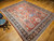 Vintage Persian Mahal Sultanabad rug with an allover geometric pattern in brick red and navy blue, accented with blue, pink, green, brown, and yellow, The Persian Knot Gallery, SKU: 2319