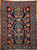 Vintage Persian Malayer rug with allover geometric pattern in navy, French blue, green, pink, and red – early 1900s hand-knotted rug with natural abrash and floral border.