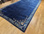 Antique Chinese Art Deco Rug 11x20 | Navy Minimalist | Full View on Floor