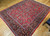 Vintage Near Square Size Persian Sarouk in Allover Floral Pattern in Red, Navy, French Blue, Yellow, pink , The Persian Knot, SKU 1091