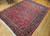 Vintage Near Square Size Persian Sarouk in Allover Floral Pattern in Red, Navy, French Blue, Yellow, pink , The Persian Knot, SKU 1091