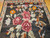 Vintage Karabagh Kilim Runner with Large Floral Pattern in Dark Chocolate, Khaki, Red, Pink, The Persian Knot, SKU 1134