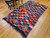 Vintage Handwoven Moroccan Boucherouite Shag Rug in Checkered Pattern in Blue, Green, Red, Orange, The Persian Knot, SKU 1535