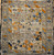 Antique 19th-century Caucasian Kazak bagface with geometric squares in blue, brown, and red. Small tribal rug for wall display or textile collection.