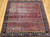 Early 19th Century Antique Agra area rug. Handwoven. Over 200 years old. Good condition. All-over floral pattern in Mughal tradition. Magenta-red field. Purple or eggplant color border. Rare square size.