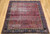 Early 19th Century Antique Agra area rug. Handwoven. Over 200 years old. Good condition. All-over floral pattern in Mughal tradition. Magenta-red field. Purple or eggplant color border. Rare square size.