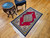 Vintage Persian Qum Area Rug in a Geometric Medallion Pattern in Red, Navy, Ivory, Yellow, Red, The Persian Knot, SKU 1209