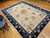 Vintage Chinese Peking Room Size Rug in Pale Tan, Navy, French Blue, The Persian Knot Gallery, SKU 1025