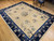 Vintage Chinese Peking Room Size Rug in Pale Tan, Navy, French Blue, The Persian Knot Gallery, SKU 1025