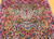 Late 19th Century Antique Persian Kerman Lavar area rug. Hand-knotted. All-over floral pattern on ivory background. Brilliant colors: blue, green, yellow, red, pink. From Kerman village, Persia.