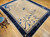 Vintage Art Deco Chinese Rug with Cranes, Pagoda, Mountains in Wheat, Blue, Navy The Persian Knot, SKU 1026