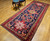 Vintage Persian Hamadan Gallery Rug with Geometric Medallions and Bird Motifs in Navy and Red,  @thepersianknot  , SKU 1408