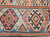 Vintage Caucasian Kazak Kilim in Geometric Pattern in Ivory, Rust, Blue,  @thepersianknot  , SKU 1429