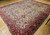 Late 19th Century Antique Persian Ziegler Mahal Sultanabad room size rug. Hand-woven. Rare camelhair or pale saffron yellow background. All-over large scale geometric pattern connected by scrolling lines. Designs in camelhair, navy blue, turquoise blue, green, red, pink, yellow. Red border with geometric designs and scrolling lines/branches.