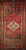 Vintage Persian Hamadan rug in medallion pattern with moss green, red, ivory, and turquoise border featuring geometric and animal motifs.