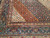 Vintage Persian Tabriz Mahi rug with geometric Herati design in navy, ivory, and French blue.