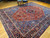 Vintage Persian Joshegan Rug in a Geometric Pattern in Rust Red, French Blue, Green, The Persian Knot, SKU 1854