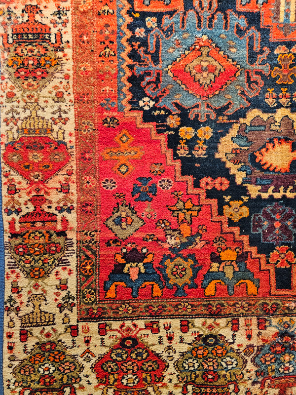 Vintage Persian Malayer Area Rug in Allover Geometric Design from the early 1900s 1895, 4’ 1” x 6’ 5”, 1st Quarter of the 1900s, NW Persia