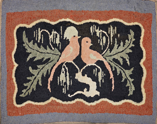 Early 20th Century American Hand Hooked Rug of Two Lovebirds on a Tree,  @thepersianknot  , SKU 2015