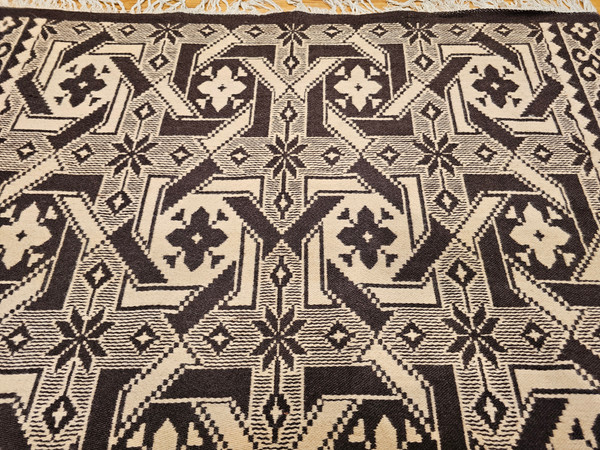 Vintage American Southwestern Kilim Area Rug in Gray, Ivory, Brown,  @thepersianknot  , SKU 2156