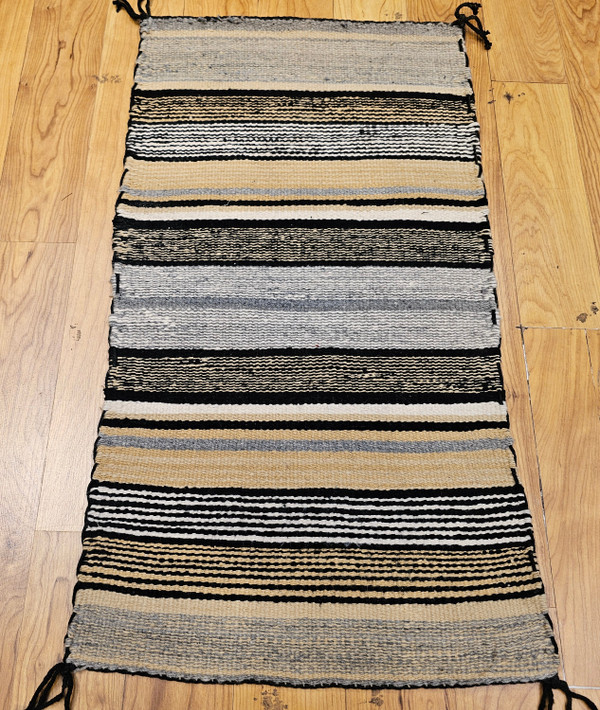 Vintage Native American Navajo Rug with Banded Stripes Pattern in Earth Tone Colors , 1' 9" x 2' 3",  Americana, The Persian Knot