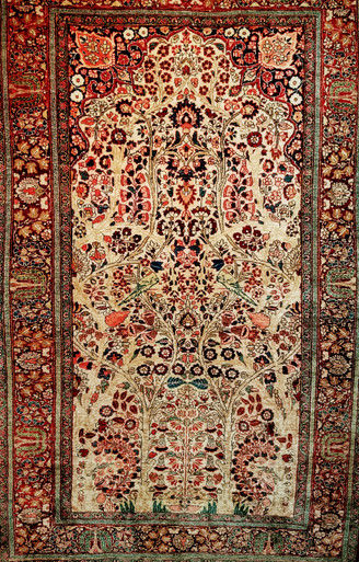Antique Persian Kashan Rug, Hand-Knotted Wool, Tree of Life Design