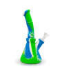 8.5" Waxmaid Hobee S: Honeycomb Blue, White, and Green - Silicone Beaker Bong