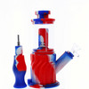 11" 4 in 1 Silicone Glass Hybrid Water Pipe, Nectar Collector, & Mini Rig - Red, White & Blue