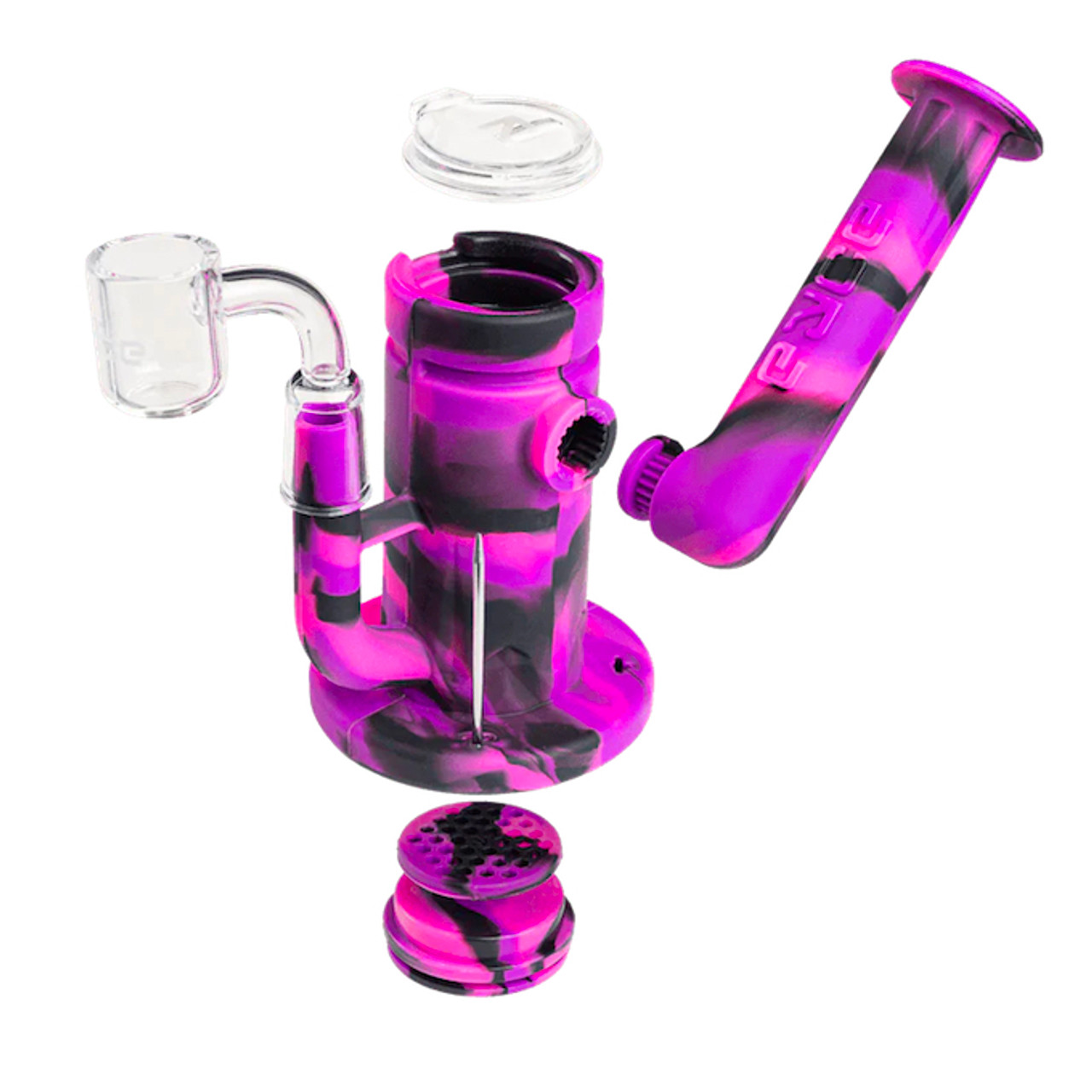 Eyce Silicone Dab Rig with Quartz Banger: Sidecar - Creature Green