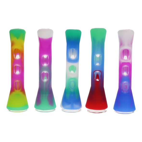 3 Inch Straight Glass Chillum With Silicone Sleeve Assorted Colors