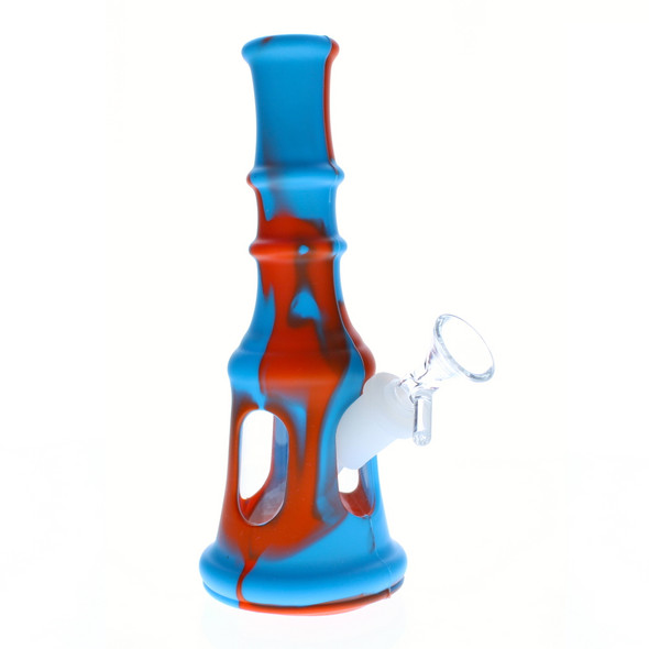 8" Orange & Blue Liberty Bell Hybrid Glass Silicone Bong 8" Orange & Blue Liberty Bell Hybrid Glass Silicone Bong