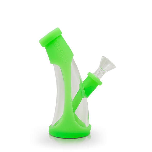 5.5" Waxmaid Horn Mini: Blue, Green, and White - Silicone Glass Hybrid Bong