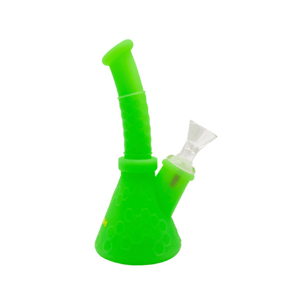 6.5" Waxmaid Hobee S Mini: Glow Green - Silicone Beaker Bong