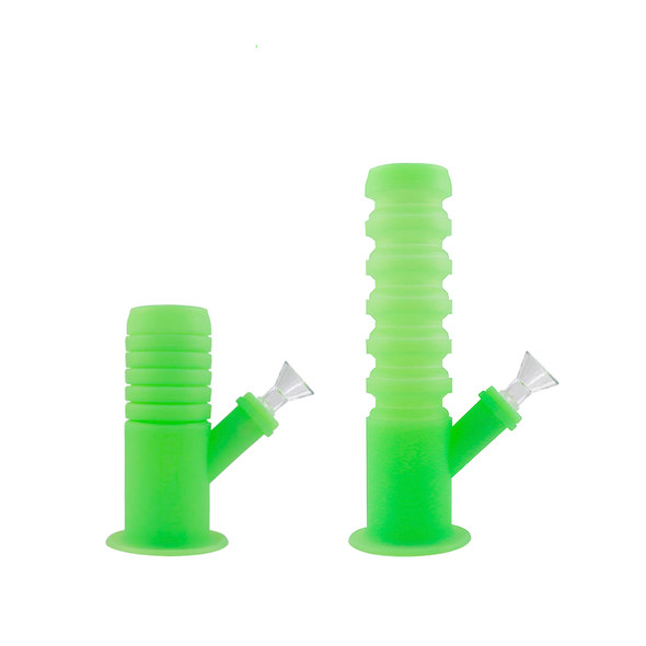 8.5" Waxmaid Springer Mini: Portable Silicone Bong - Glow Green