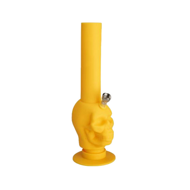 Roll-up-bowl foldable water pipe Colorful Silicone bong Skull Yellow