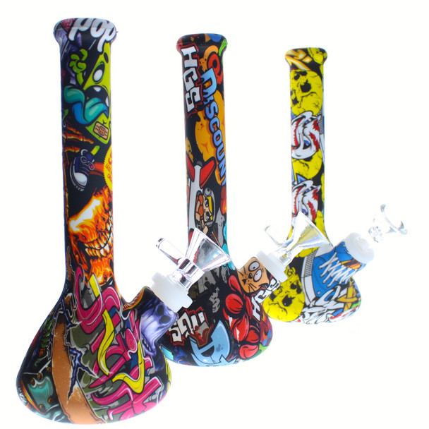 8" Beaker Silicone Bong - Assorted Design